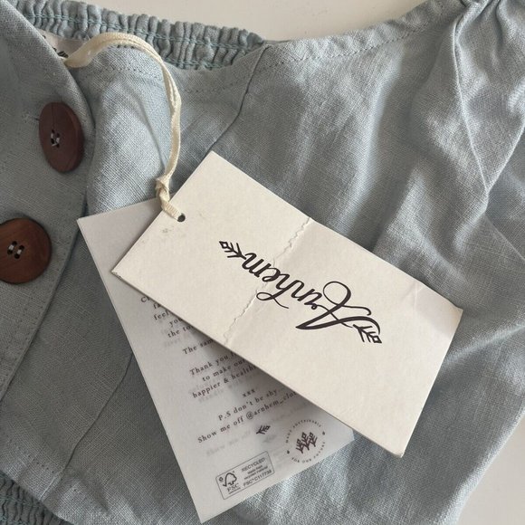 Arnhem blue linen Chloe top in skyla size 10 new with tags button deatailed crop - Picture 6 of 7